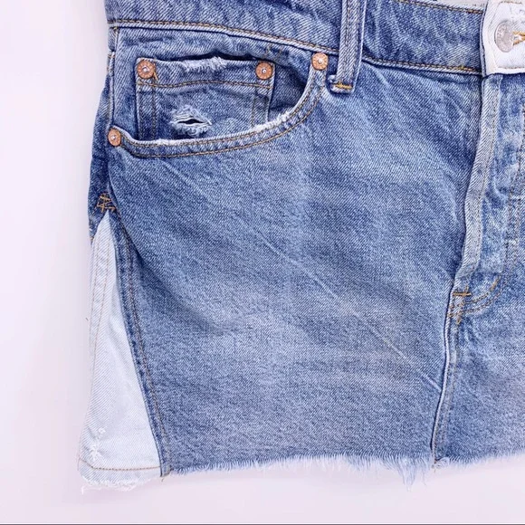 We the Free FP Denim Jean Skirt with Button Fly - Picture 3 of 8
